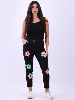 Women Floral Magic Pant Black
