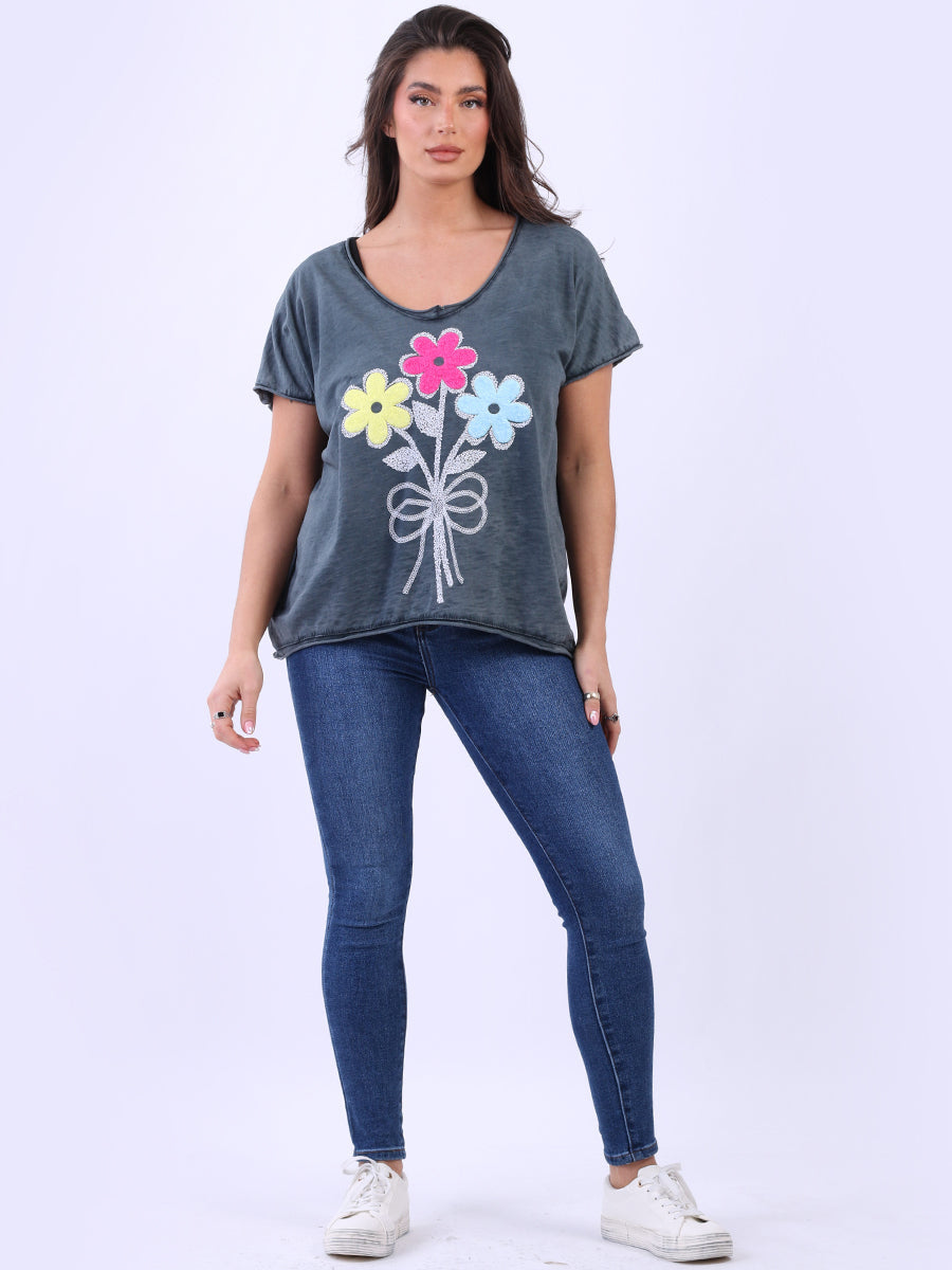 Vintage Wash Cotton Tee Charcoal