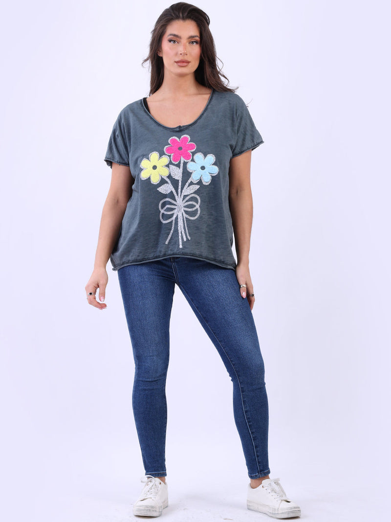 Vintage Wash Cotton Tee Charcoal