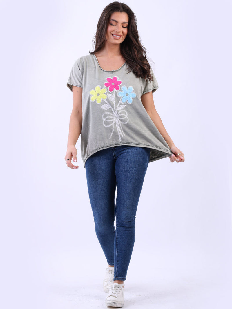 Vintage Wash Cotton Crop Tee Khaki