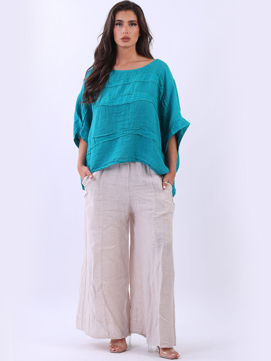 Plus Size Linen Top Aqua
