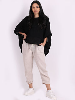 Plus Size Linen Top Black