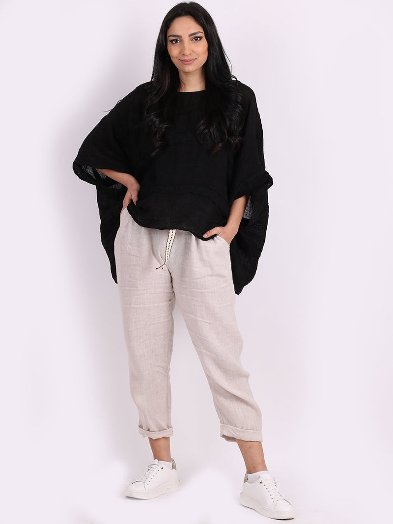 Plus Size Linen Top Black