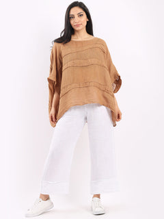 Plus Size Linen Top Camel