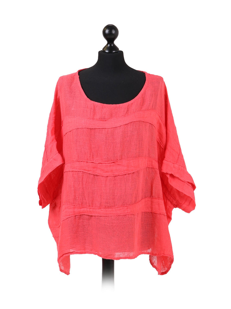 Plus Size Linen Top Coral