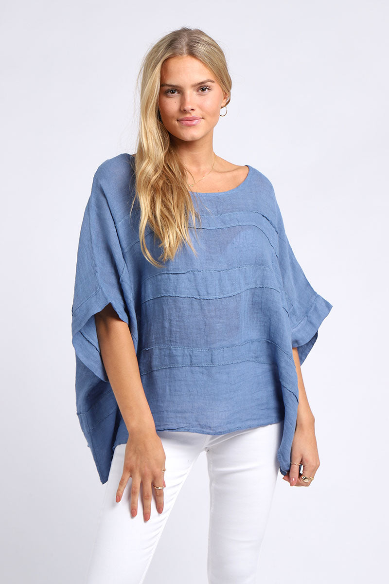 Plus Size Linen Top Denim