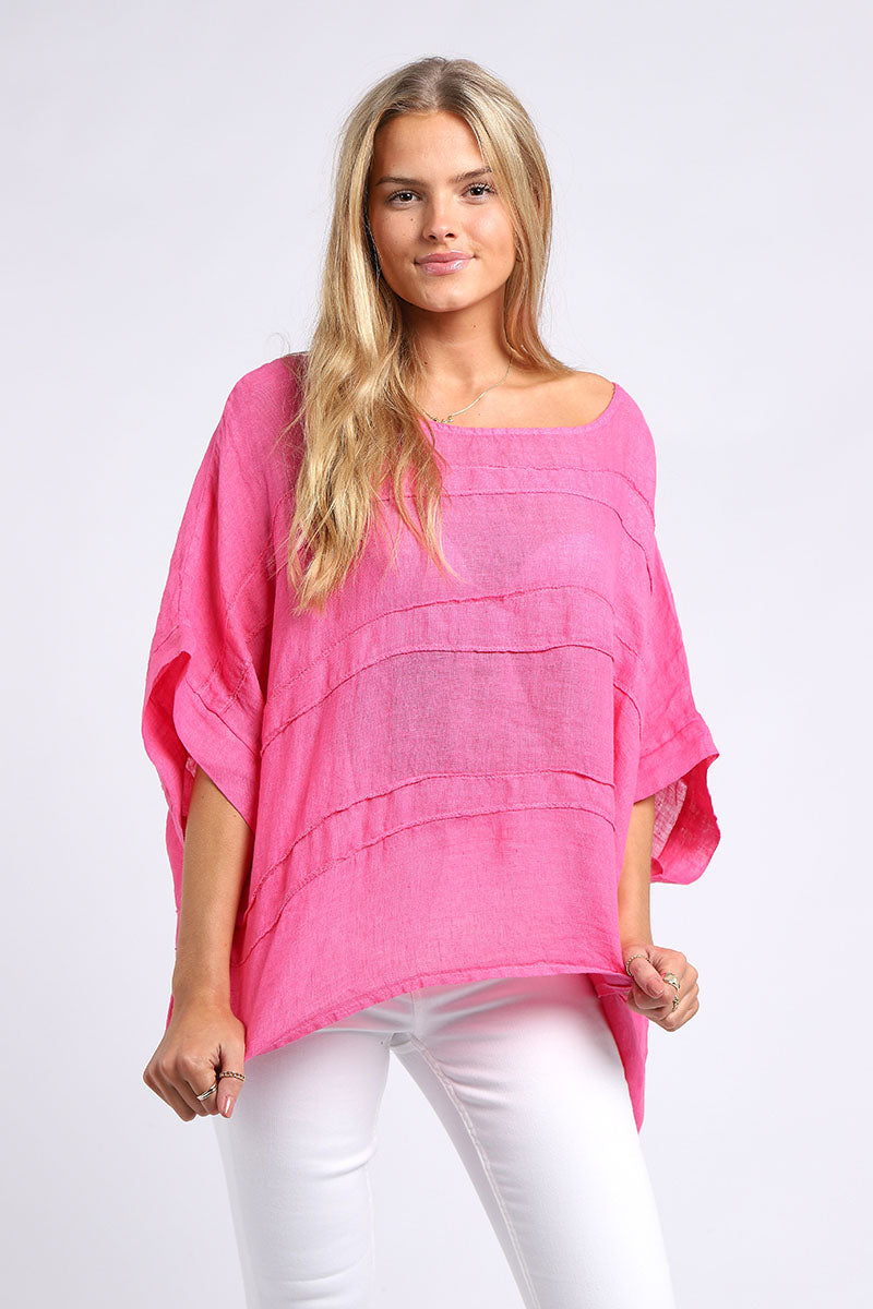 Plus Size Linen Top Fuchsia