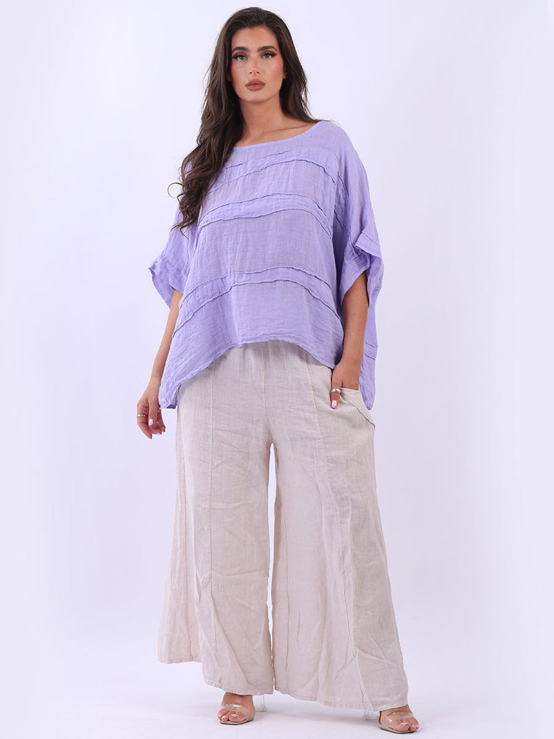 Plus Size Linen Top Lilac