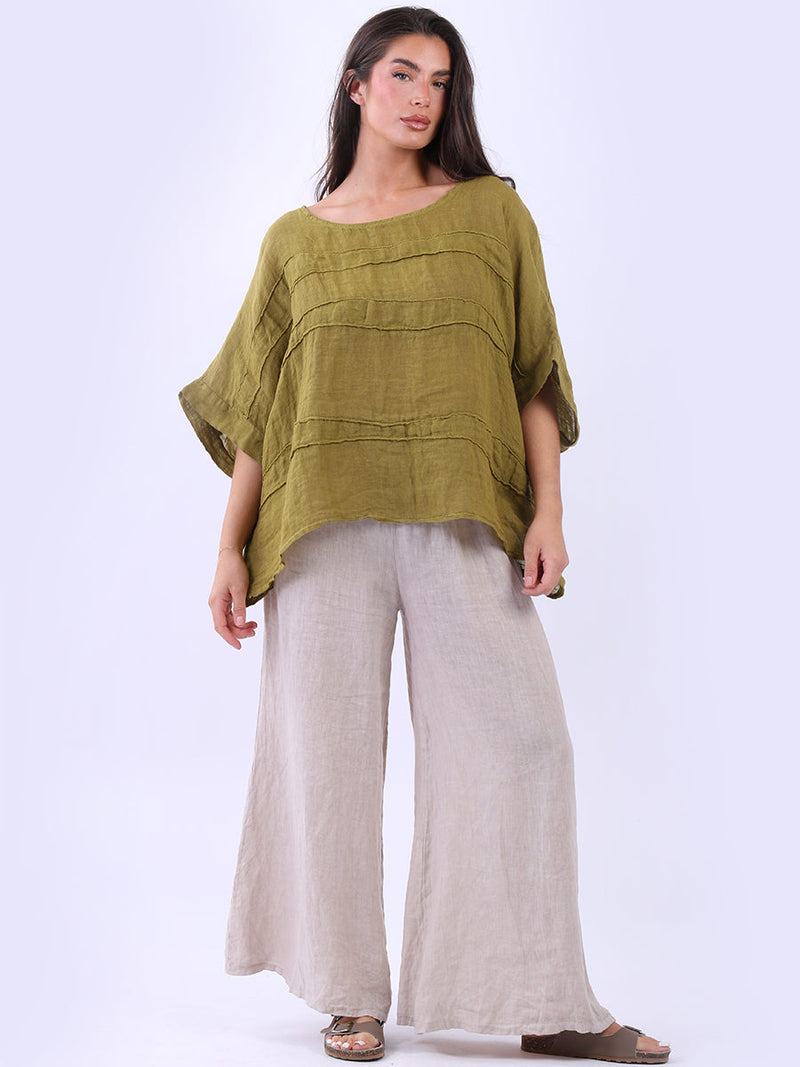 Plus Size Linen Top Olive