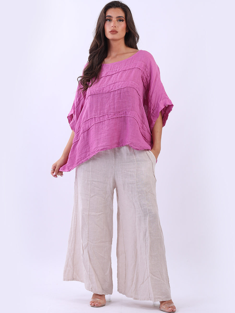 Plus Size Linen Top Raspberry