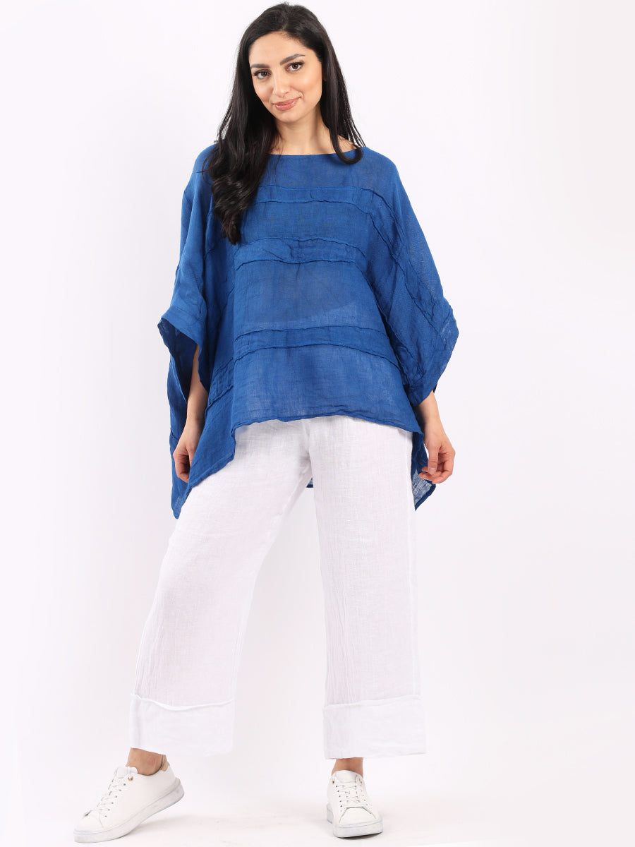 Plus Size Linen Top Royal Blue