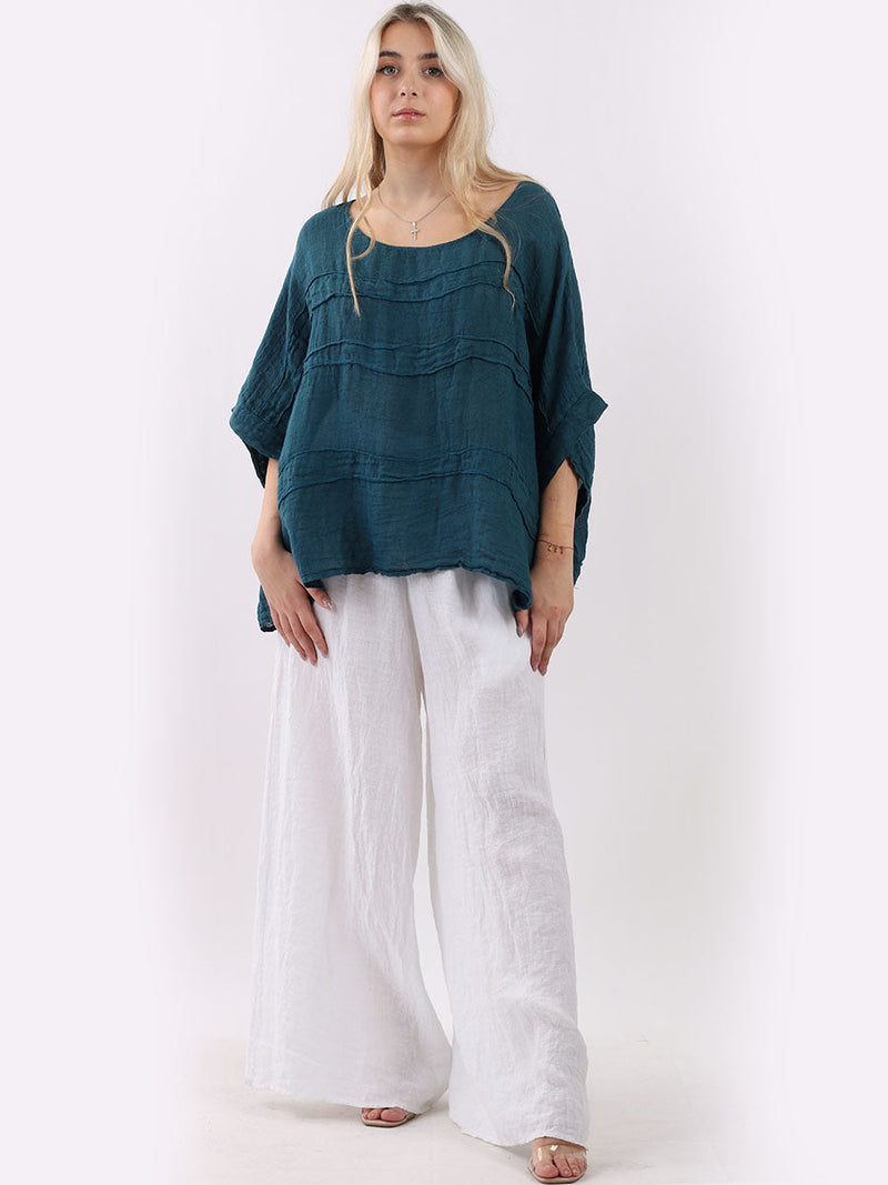 Plus Size Linen Top Teal