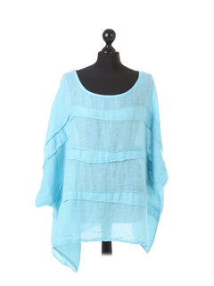 Plus Size Linen Top Turquoise