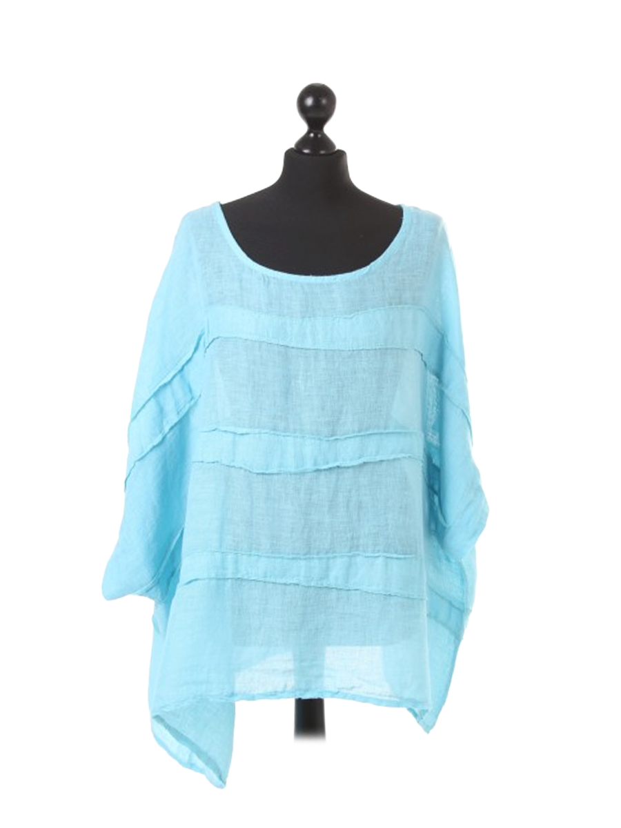 Plus Size Linen Top Turquoise