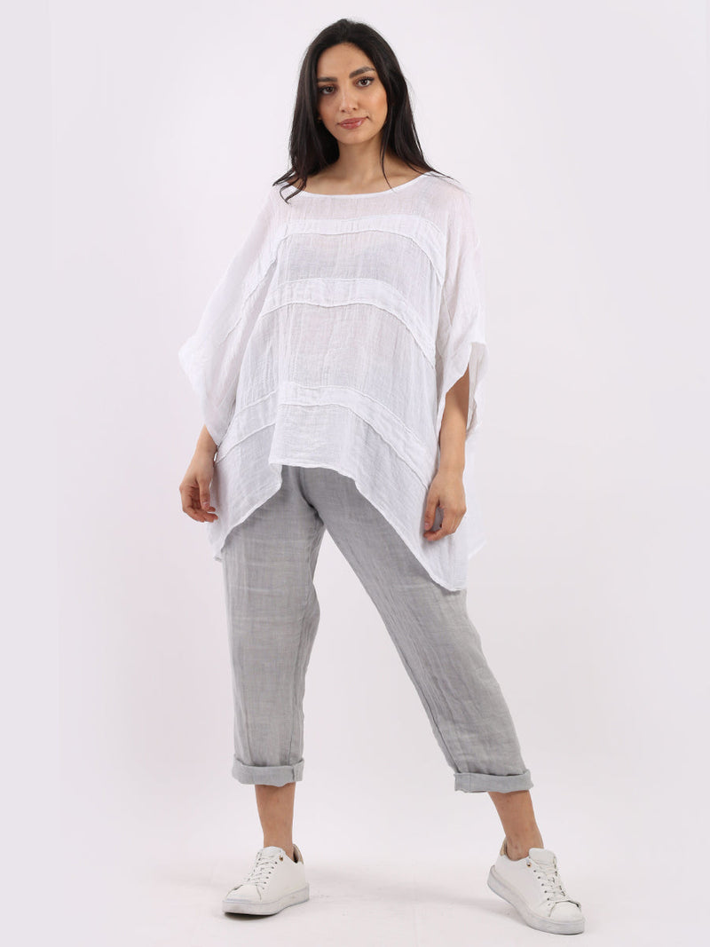 Plus Size Linen Top White