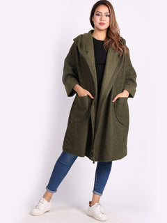 Woolen Lagenlook Jacket Khaki