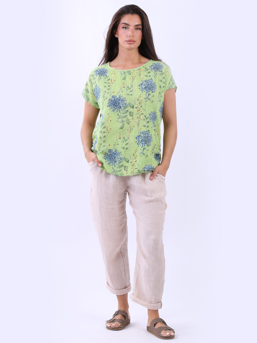 Cotton Baggy Crop Top Lime Green