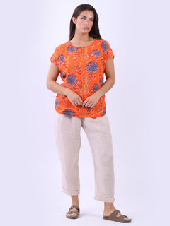 Cotton Baggy Crop Top Orange