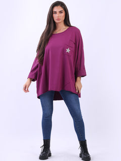 Lagenlook Cotton Tunic Top Magenta