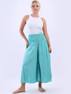 Wide Leg Floral Pant Aqua