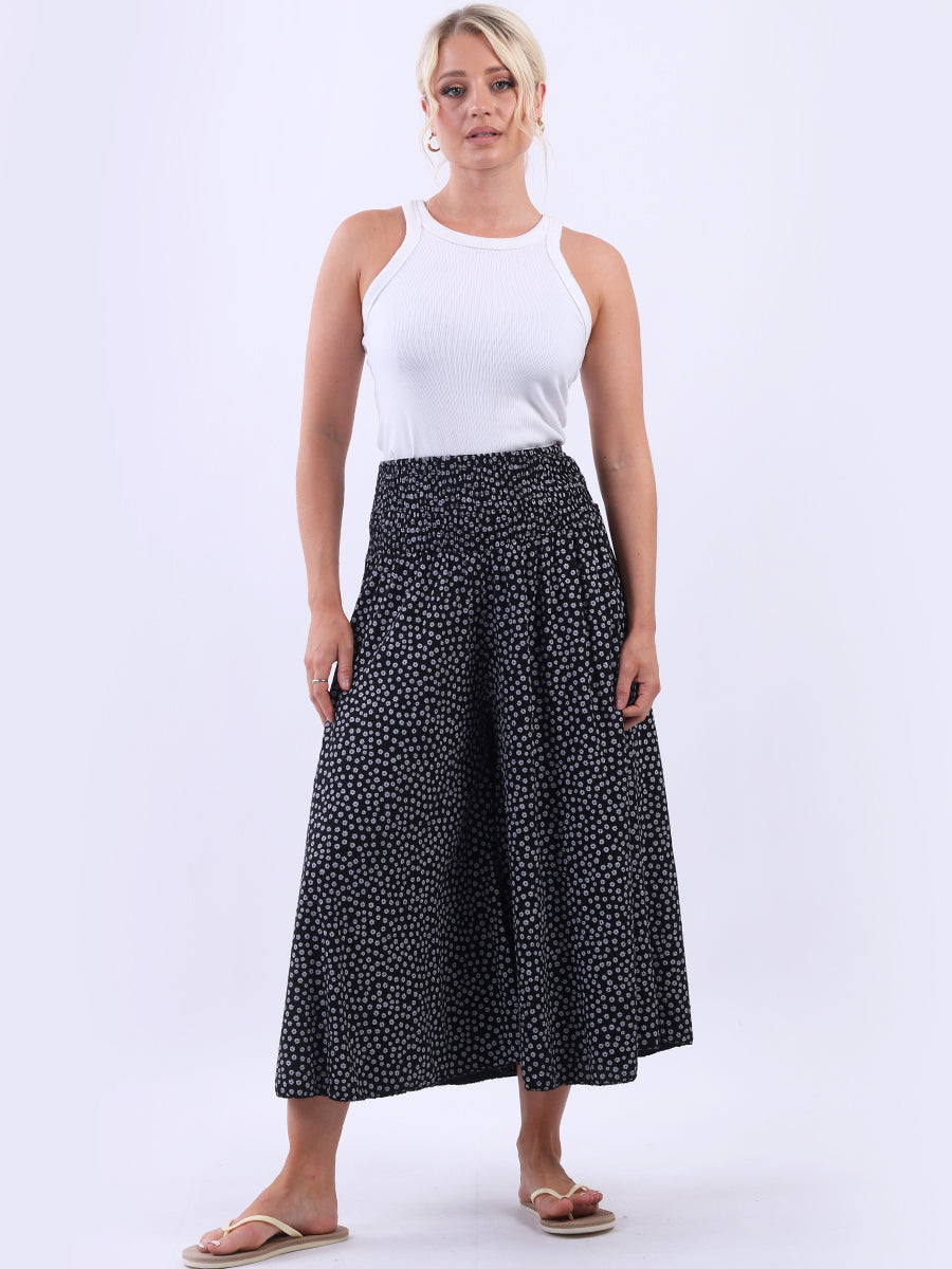 Wide Leg Floral Pant Black