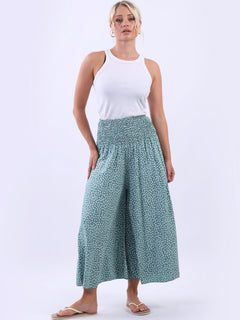 Wide Leg Floral Pant Ocean Blue