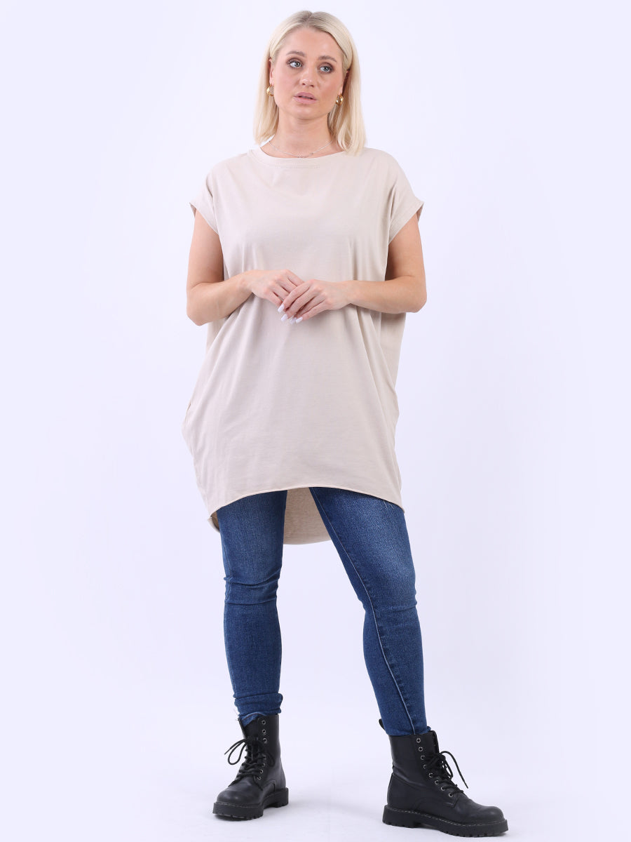 Women Solid Cotton Dress Beige