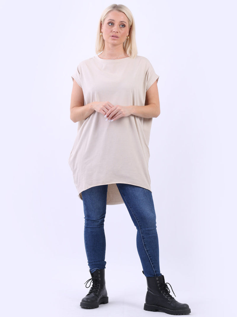 Women Solid Cotton Dress Beige