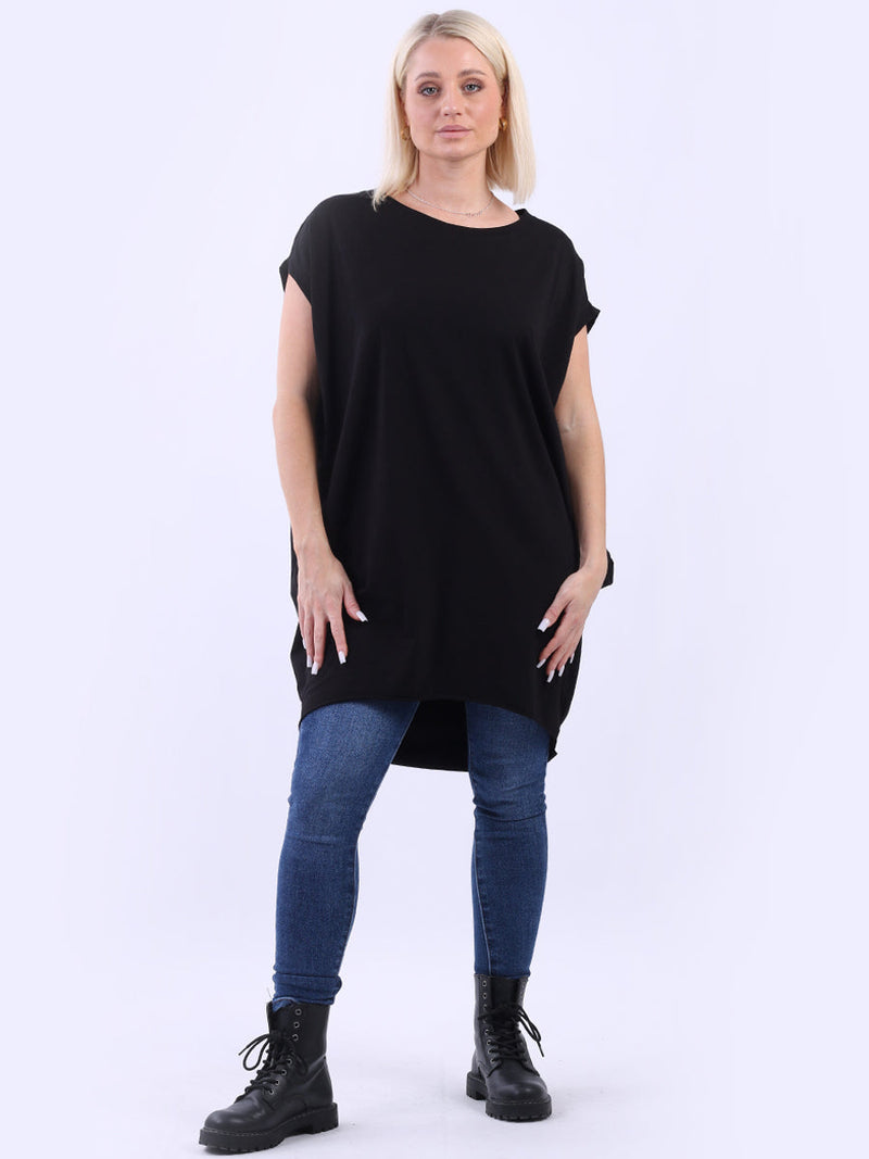 Women Solid Cotton Dress Black