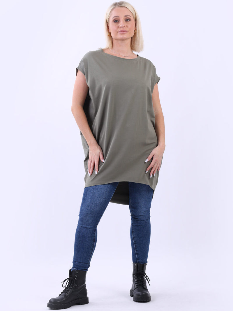 Women Solid Cotton Dress Khaki