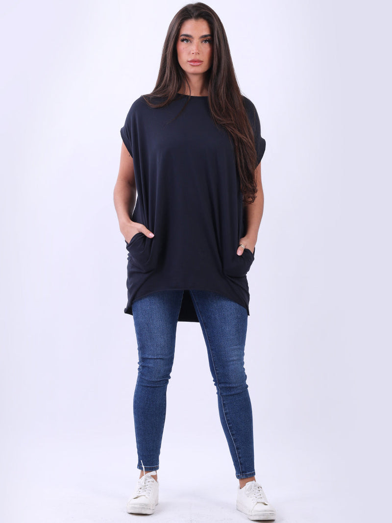 Women Solid Cotton Dress Navy