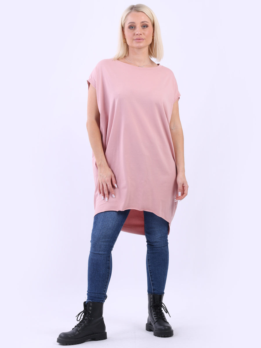 Women Solid Cotton Dress Pink