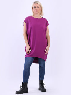 Women Solid Cotton Dress Raspberry