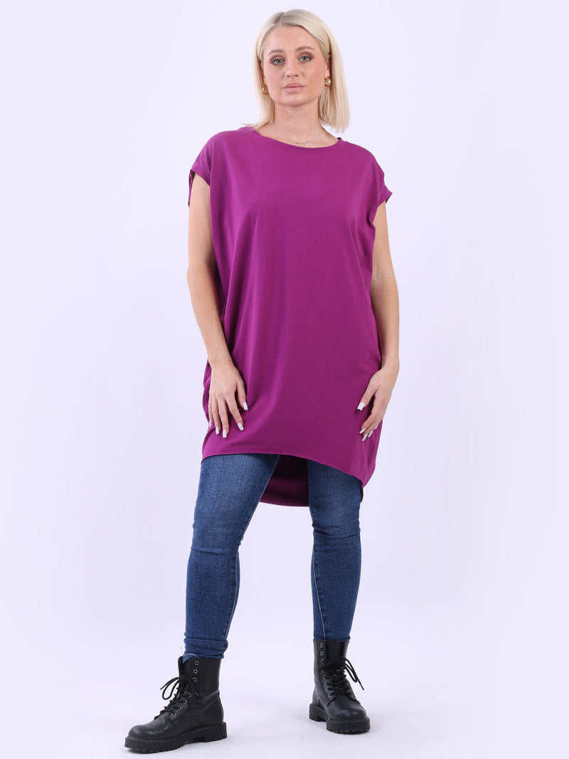 Women Solid Cotton Dress Raspberry