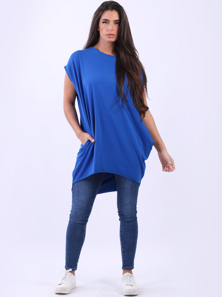 Women Solid Cotton Dress Royal Blue
