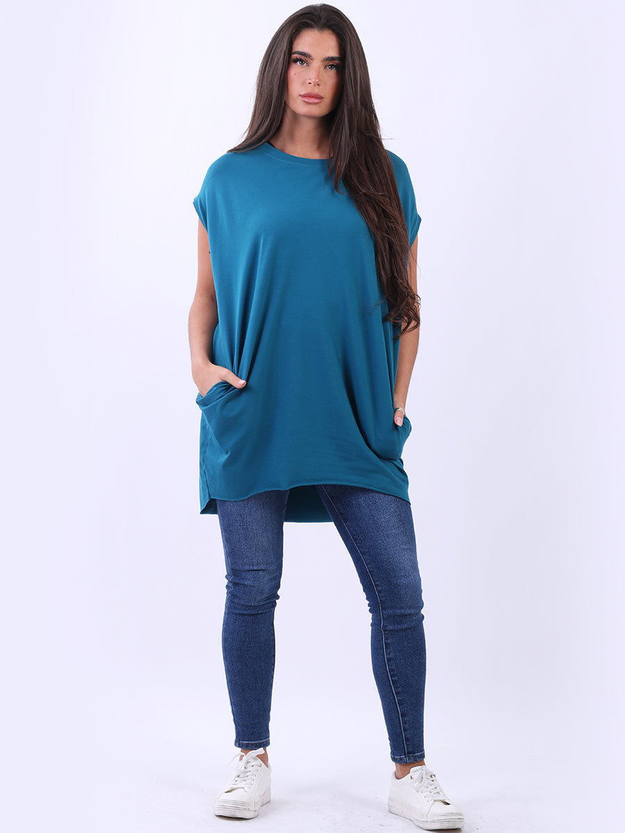 Women Solid Cotton Dress Teal