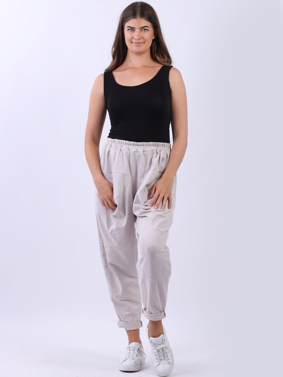 Solid Cotton Loose Comfy Pant Beige