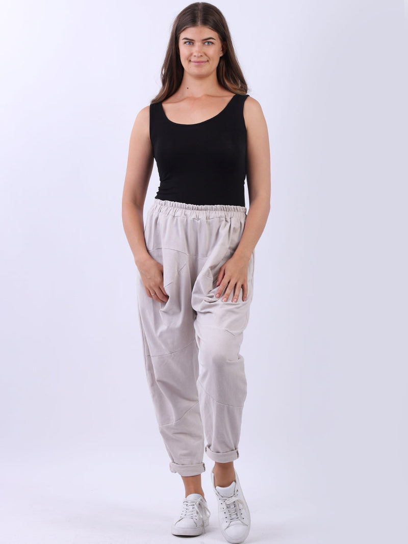 Solid Cotton Loose Comfy Pant Beige