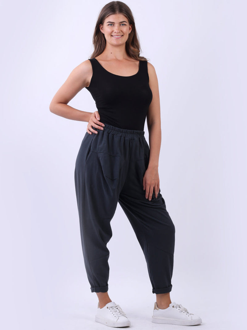 Solid Cotton Loose Comfy Pant Charcoal
