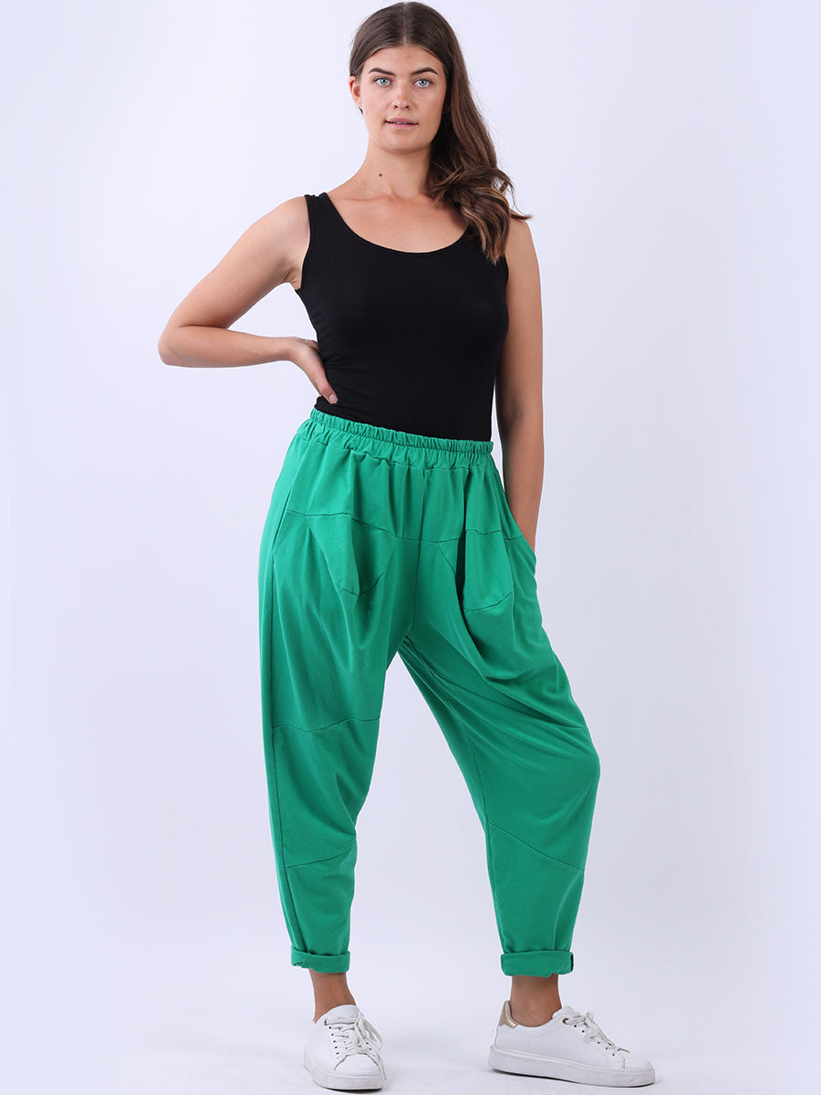 Solid Cotton Loose Comfy Pant Green