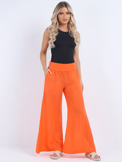 Wide Leg Linen Trouser Orange