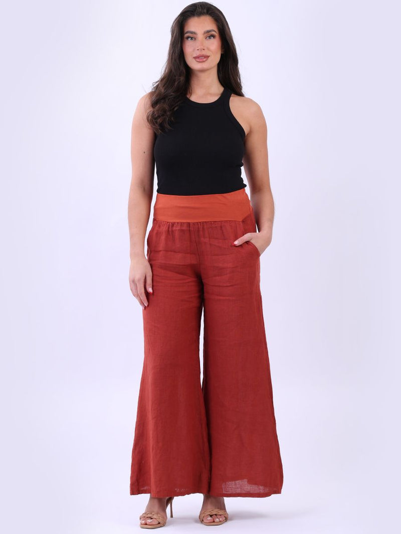 Wide Leg Linen Trouser Rust