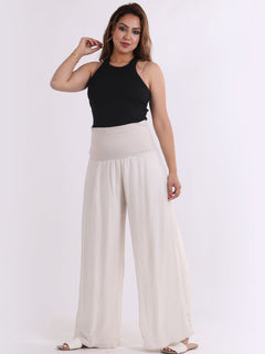 Wide Leg Silk Trouser Beige