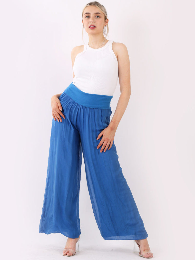 Wide Leg Silk Trouser Royal Blue