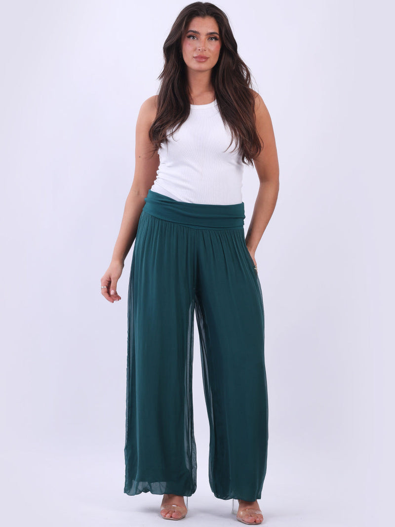 Wide Leg Silk Trouser Teal
