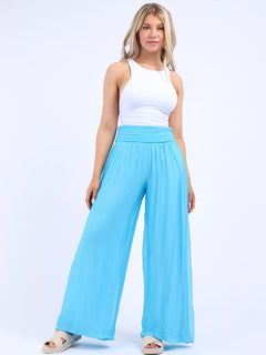 Wide Leg Silk Trouser Turquoise