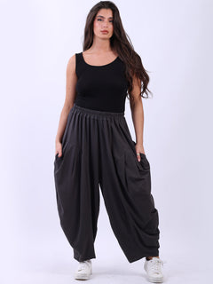 Balloon Hem Cotton Pant Charcoal