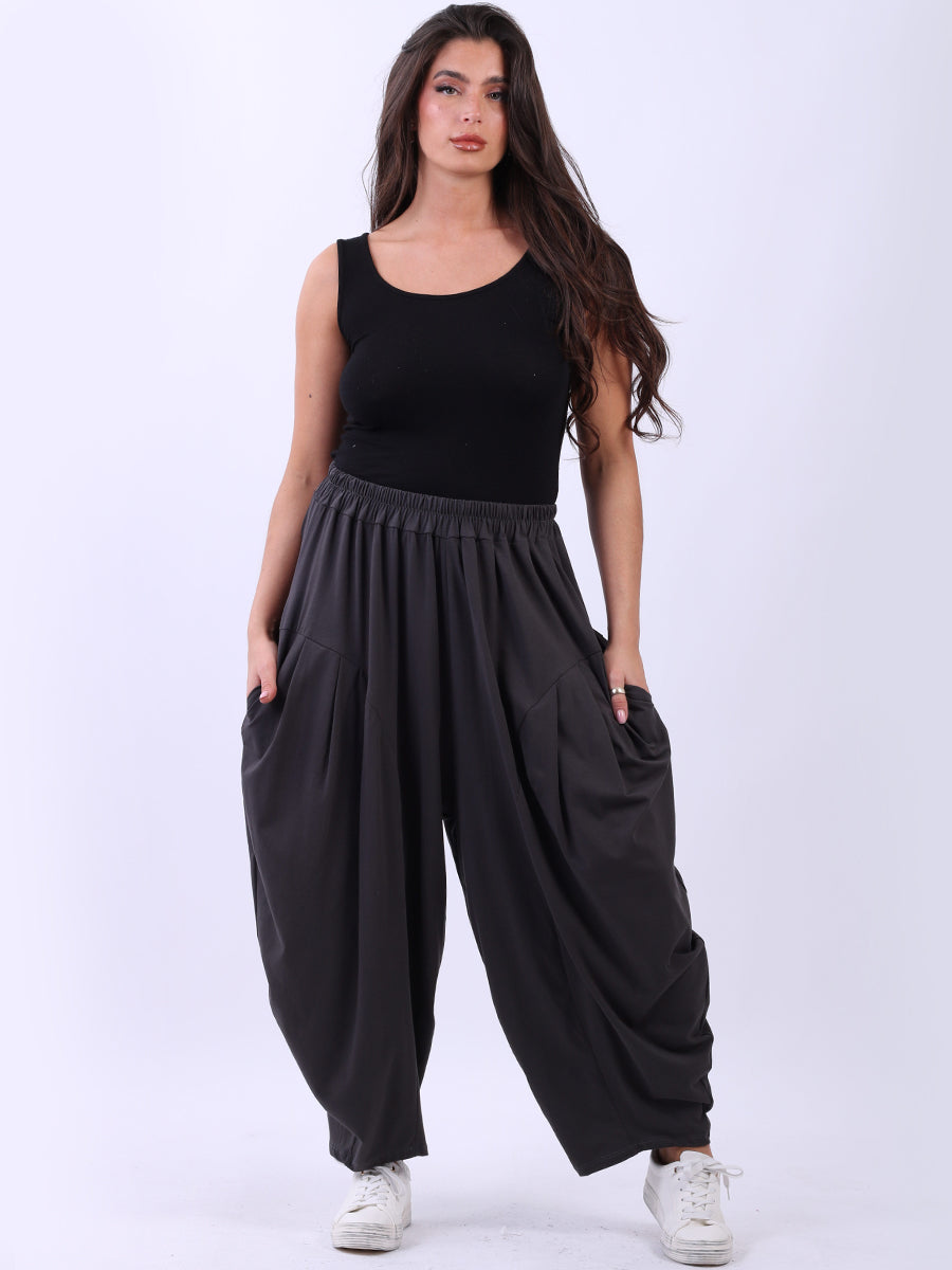 Balloon Hem Cotton Pant Charcoal