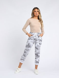 Women Camouflage Magic Pants White