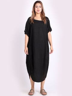 Plain Linen Dress Black